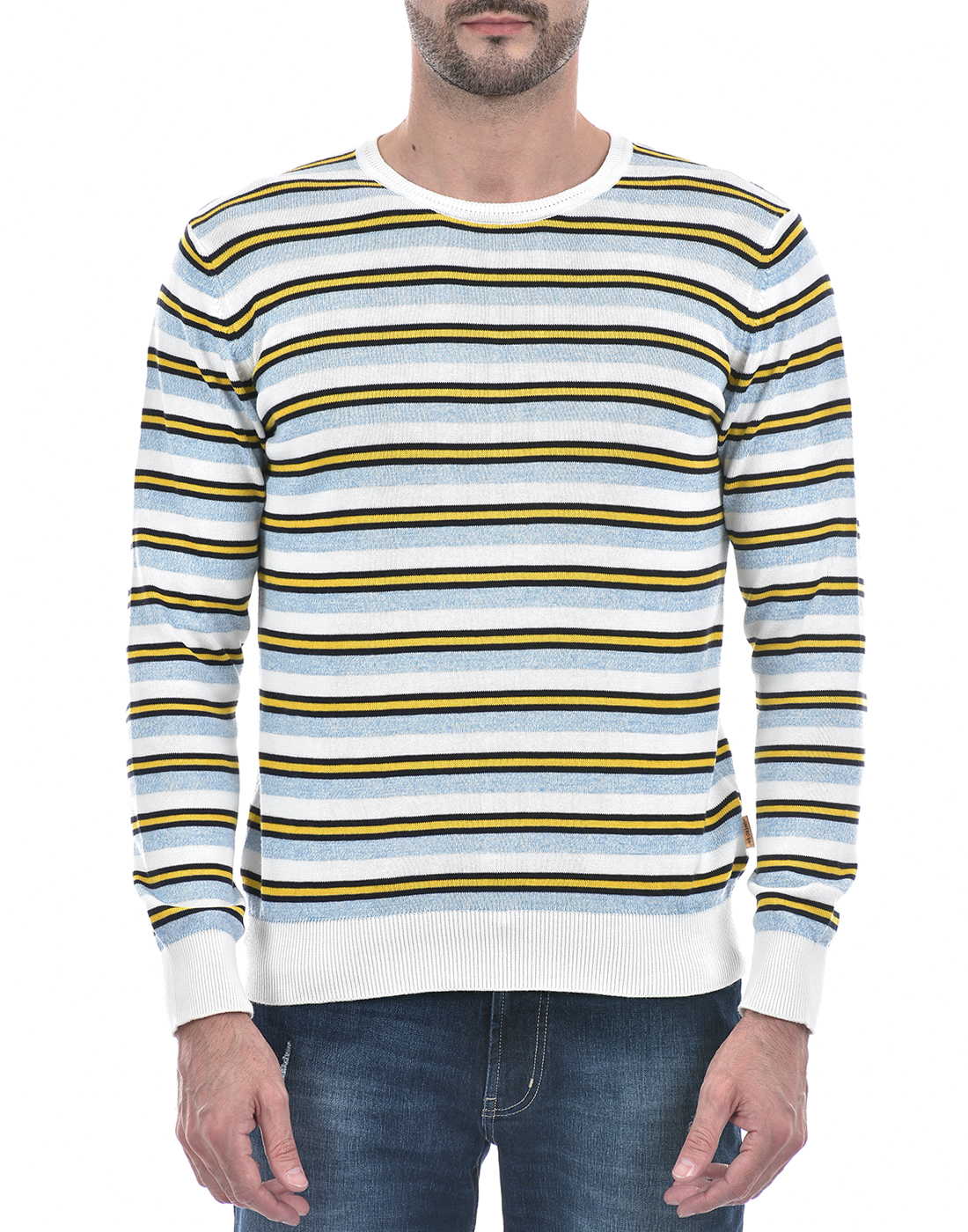 Numero Uno Men Striped White Sweater